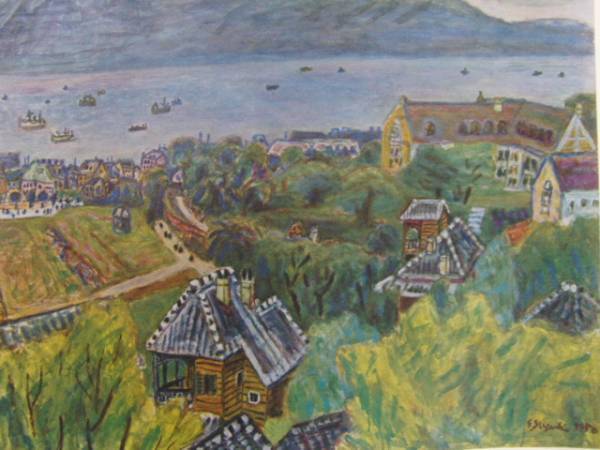 Shintaro Suzuki, Hügel mit Meerblick, Einige der Kunstbücher zum Einrahmen, selten, Neu mit Rahmen. Kostenloser Versand, ami5, Malerei, Ölgemälde, Natur, Landschaftsmalerei