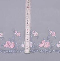 10ヤード 花 lacetrim ドレス 結婚式 ブルー ピンク レース リボン 刺繍 20㎝幅 AZ0277_画像5