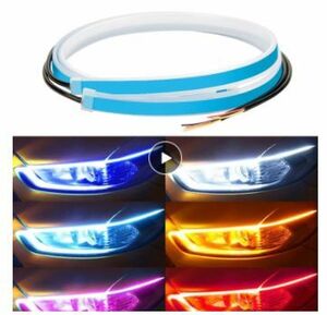 極細drl 30cm 45cm 60cm 軟質チューブガイド 車 LED ストリップ信号 黄色 防水 AZ0221