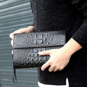 ワニ革　メンズ財布　黒財布　クラッチバッグ　高品質　デザイン　便利なバッグ　A2662