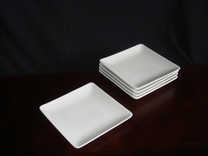  white porcelain a bit largish four angle plate 5 pieces set * goods with special circumstances *