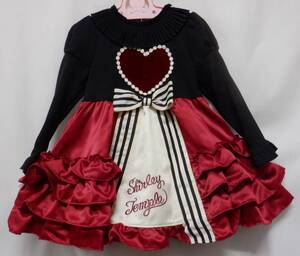 ◆シャーリーテンプル◆ハート◆フリフリフリルワンピース◆アカ◆100◆ハロウィン◆クリスマス◆ディズニー◆新品タグ付き◆