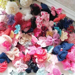材料 手作り モチーフ パーツ ヘアゴム ハンドメイド 花モチーフ リボン 12