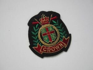 CROWN 十字 クラウン エンブレム フェルト 刺繍 ワッペン/ ブレザー 昭和 ゴルフ ポロシャツ 大学 60s IVY ① 518