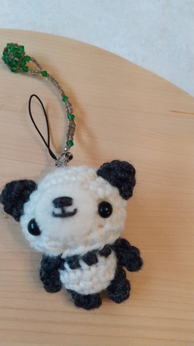 Handgefertigter Amigurumi Panda-Riemen oder Schlüsselanhänger, Spielzeug, Spiel, Plüschtier, Amigurumi