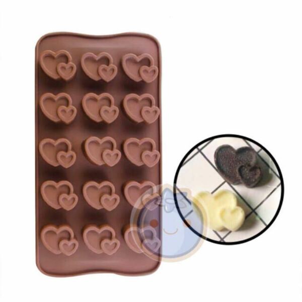 新品（送料無料）ダブルハート　シリコンモールド　ハート型　チョコ型　バレンタイン　飴型　グミ型　氷型　キャンディー型　製菓道具