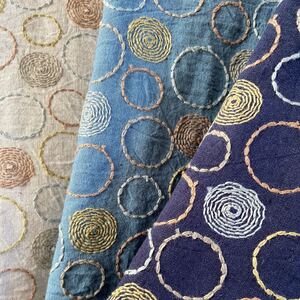 国産4色交互コットンリネンレース 刺繍生地 3色 各34x30