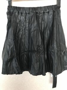 m Roo amurua fake leather pleated skirt imitation leather skirt black black M size autumn winter skirt waist rubber specification 