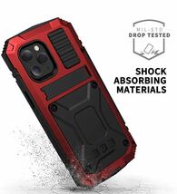 最高級 iPhone 13Pro Max アルミバンパー ケース 最強金属合金 360軍用 耐衝撃 全面保護 スタンド機能 強化ガラス 生活防水 防塵 イエロー_画像7