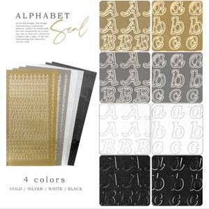 アルファベット シール ハンドメイド ゴールド シルバー ブラック ホワイト 数字 シート 封入 レジン ネイル デコ トレカ