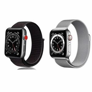 Apple Watch バンドステンレス　金属ベルト38/40/41mm 磁石 ナインロンセットアップルウオッチベルト　2本セット