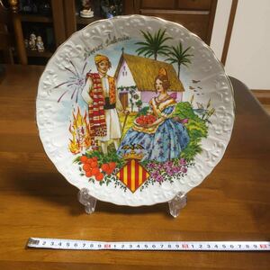 スペイン絵皿 飾り大皿 色絵