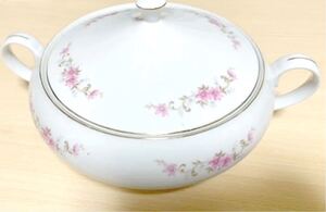 食器 鍋 フタ付き 陶器 器 花柄 ホワイト