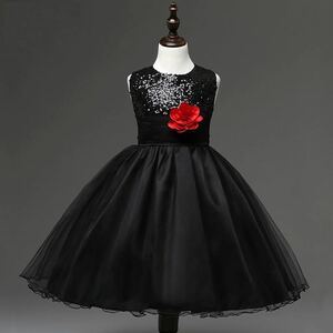 120cm child dress Kids dress presentation formal wedding baby dress birthday musical performance . child dress party dress black 