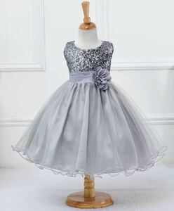 150cm child dress Kids dress presentation formal wedding baby dress birthday gray musical performance . formal dress The Seven-Five-Three Festival 