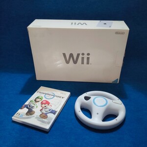 任天堂 Wii すぐに遊べる本体 マリオカートやハンドル リモコンと箱付セット