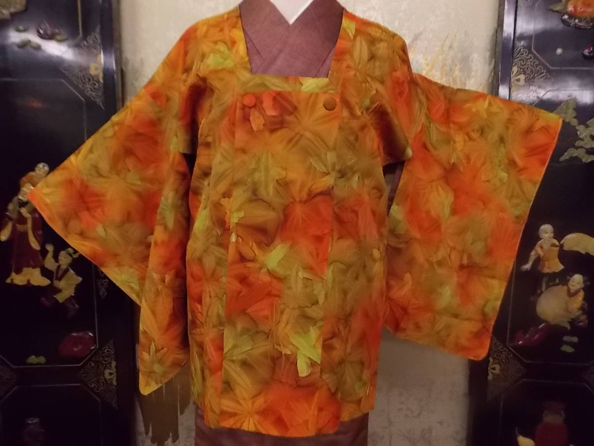 Kimono Konjaku 2865 Michiyuki Coat Collection Tissage sergé de haute qualité en pure soie (également appelé tissage soufflé double tissage) peint à la cire et teint à la main, mode, Kimono femme, kimono, manteau, En chemin