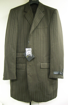 ZOOT SUITS ズートスーツ 茶 ブラウン 40L 34W (29198V) 新品 ストライプ 縦縞 ロング丈 スーツ 衣装 ステージ_画像2