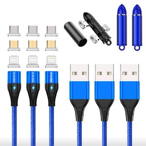 3A 急速充電 3本セット 3in1 マグネット充電ケーブル 端子収納付