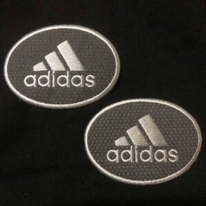 adidas アディダス 2枚セット アイロンワッペン ワッペン 刺繍ワッペングレー