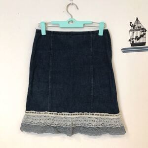 デニムスカート レース 美品 タイトスカート 伸縮性なし デニム LEST ROSE