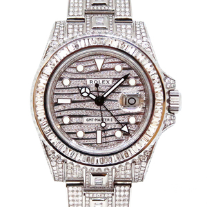 ロレックス（ROLEX）GMTマスターII 116710LN（116769TBR仕様）バゲットダイヤモンド ICED OUT（アイスドアウト）〔メンズ〕〔腕時計〕