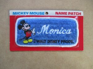 70s Disneyland ディズニーランド『Monica』ミッキーマウス ヴィンテージ 刺繍ネーム ワッペン/パッチMICKY MOUSEモニカNAME PATCH S15