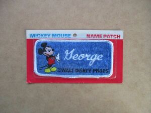 70s Disneyland ディズニーランド『George』ミッキーマウス ヴィンテージ 刺繍ネーム ワッペン/ジョージ パッチMICKY MOUSE NAME PATCH S15