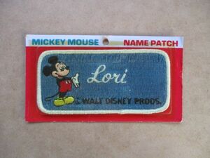 70s Disneyland ディズニーランド『Lori』ミッキーマウス ヴィンテージ 刺繍ネーム ワッペン/パッチMICKY MOUSEローリNAME PATCH S15