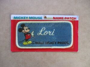 70s Disneyland ディズニーランド『Lori』ミッキーマウス ヴィンテージ 刺繍ネーム ワッペン/パッチMICKY MOUSEローリNAME PATCH S15