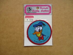 80s 英国製 WALT DISNEY PRODUCTIONS『ドナルドダック』ヴィンテージ刺繍ワッペン/Disneylandディズニーランド ドナルド パッチ S19