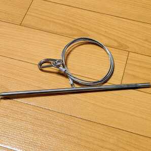 送料無料 25cm メグシ ステンレス 120cm ワイヤー 凹凸加工 カラビナ 中型~大型魚用 ストリンガー 魚突き 銛 能登手銛 釣り