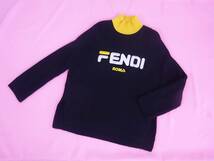 2018AW FENDI × FILA フェンディ＆フィラ 限定コラボ♪ モヘアアルパカふわふわニット　　ロゴ刺繍　ブラック イエロー 42_画像1