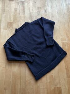 [Bshop buy ]Le Tricoteurru Toriko chu-ruGuernsey Sweater size 36 wool gun ji- sweater knitted navy 