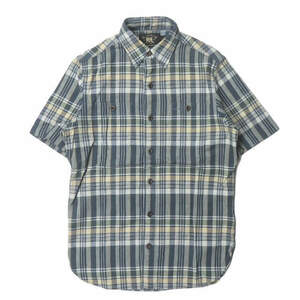 RRL ダブルアールエル FARRELL PLAID S/S WORK SHIRTS ショートスリーブチェックワークシャツ XS ブルー 半袖 Double RL トップス g3193