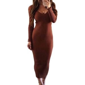 ロングワンピース 長袖 タイトワンピース ロング丈 ワンピ 外人風 韓国ファッション リブニット
