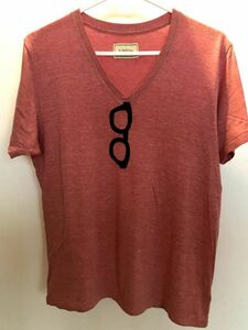 03M5404/HIBECK/ハイベック/2/ピンク系/半袖Tシャツ/Vネック/メガネ刺/メンズ＆レディース兼用可