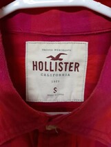 03M5531/HOLLISTER/ホリスター/S/レッド＆パープル系/長袖シャツ/ロゴ刺/ポケット/メンズ_画像2