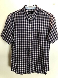 03M4921[TK MIXPICE] Takeo Kikuchi / short sleeves / shirt / with pocket / check pattern / black purple series / cotton 100%/M