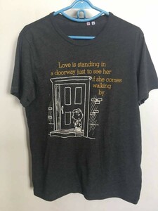 01M3980【UNIQLO】ユニクロ/UT/チャーリーブラウン/キャラクター/Tシャツ/半袖/クルーネック/グレー系/L/男女兼用可能