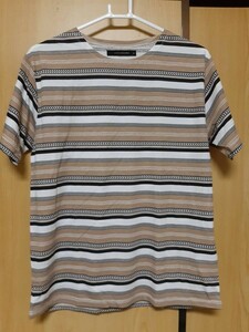 03M5468/VENCE EXCHANGE/ヴァンス エクスチェンジ/M/ホワイト＆ブラウン系/ボーダー柄/半袖Tシャツ/カットソー/メンズ