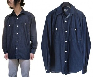 19A/W CALEE BIG SIZE L/S DENIM SHIRT M キャリー ビッグサイズ インディゴ ワーク デニムシャツ オーバーサイズ ※レターパック発送可