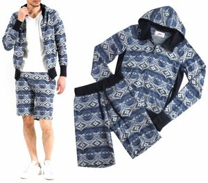 定価3.9万 アタックザマインド7 INDIGO NATIVE URAKE PARKA & SHORTS 2 attack the mind 7 ネイティブ パーカー ショーツ セットアップ