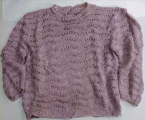 婦人手編み模様編み夏用七分袖セーター