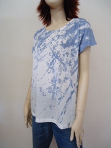 【KCM】ct14-7362670102-02■新品■【ANOTHER BRANCH/アナザーブランチ】T/R天竺しぶきプリントTシャツ　ホワイト系　サイズＦ