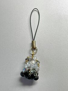 * Swarovski beads strap bag motif clear × black | hand made * handmade * charm *