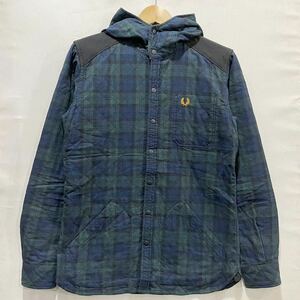 美品! FRED PERRY (フレッドペリー) キルト チェック ジャケット (M) GREEN | Mens メンズ グリーン イギリス アウター 月桂樹 英国 裏地