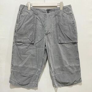 FLAT LINNER (フラットライナー) 切り替え コーデュロイ 六分 パンツ (L) GRAY | Mens メンズ グレー ショート ハーフ