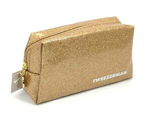  не использовался! TWEEZERMAN Glitter косметика макияж сумка золотой цвет Gold ламе стиль! бесплатная доставка!
