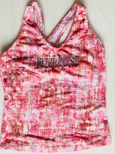 Jazzercise ジャザサイズ☆レディース タンクトップ☆ピンク系プリント